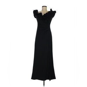 Xscape Black One Shoulder Ruffle Dress